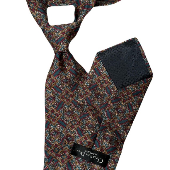 2/$35 Christian Dior Monsieur Silk Tie Luxury Professor Academia Professional - Picture 2 of 6